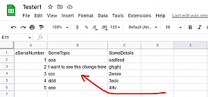 Detect changes in any row of a Google Sheets file